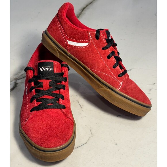 Vans Seldan Lace Up Gum Sidewall Skate Sneaker Youth 5.5 Dark Red - Picture 5 of 10